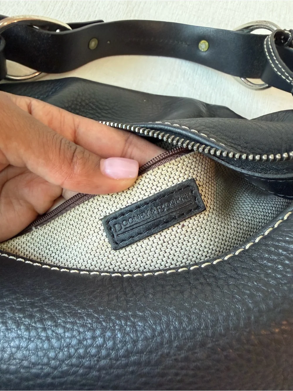 Dooney & Bourke Black Pebbled Leather Hobo Shoulder Bag